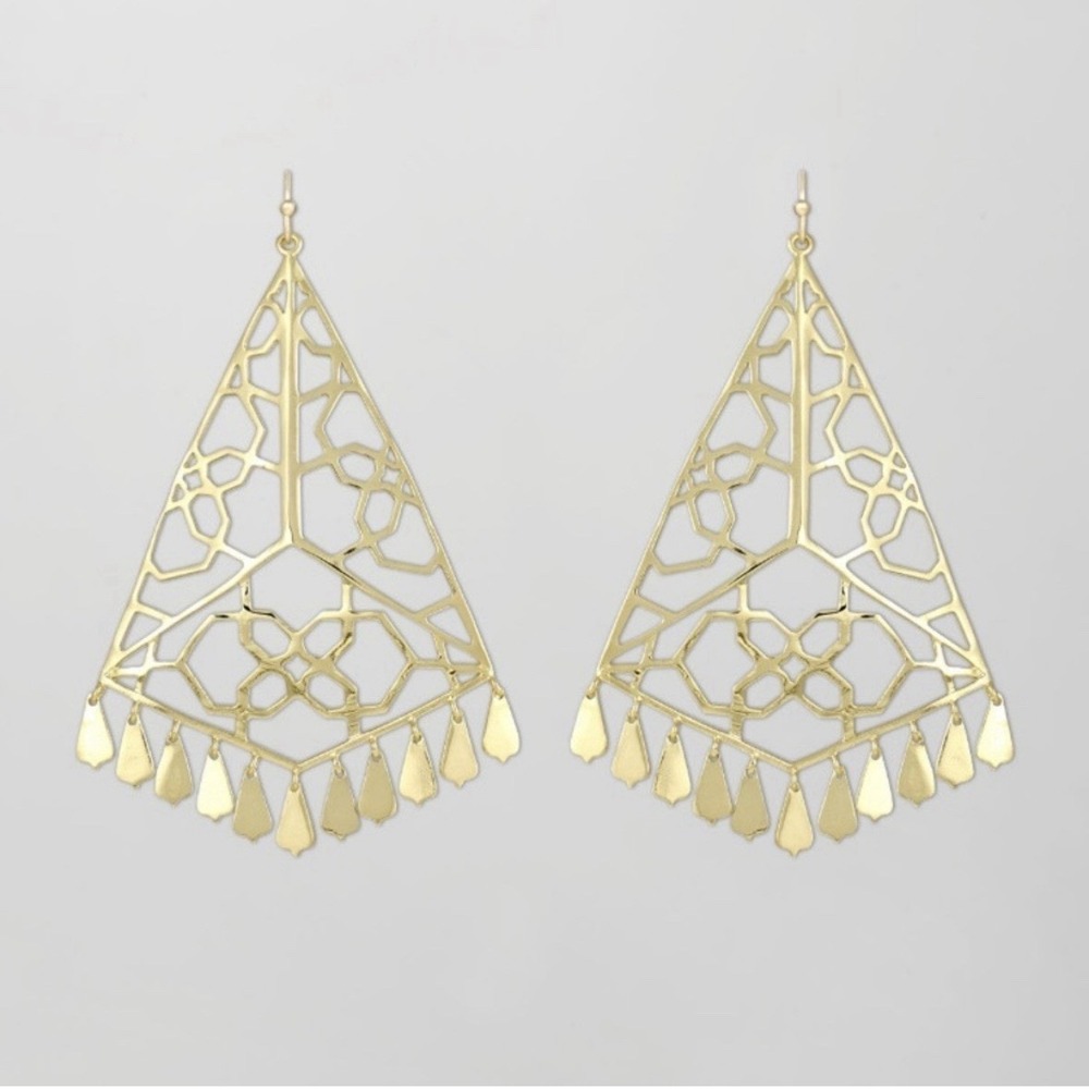 Kendra Scott Samira Gold Earrings Statement Chandelier